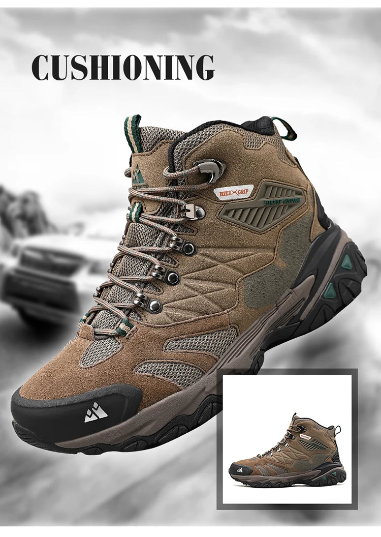Botas de invierno HIKEUP para hombre, botas de senderismo para exteriores, de ante, de caña alta, impermeables, tácticas, de combate, militares.