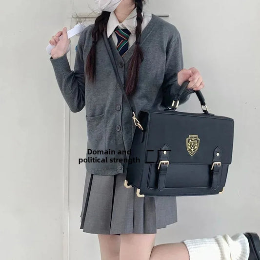 Bolso Jk de estilo universitario con diseño floral, bandolera doble para mujer, de PU, con bolsillo interior con cremallera.