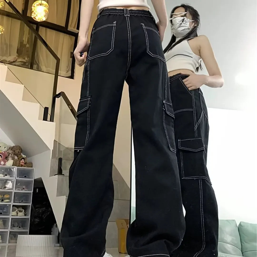 Pantalones vaqueros para mujer, de corte recto, holgados, de primavera otoño/invierno 2024, nuevos, de cintura alta, adelgazantes, de pierna ancha y petite.