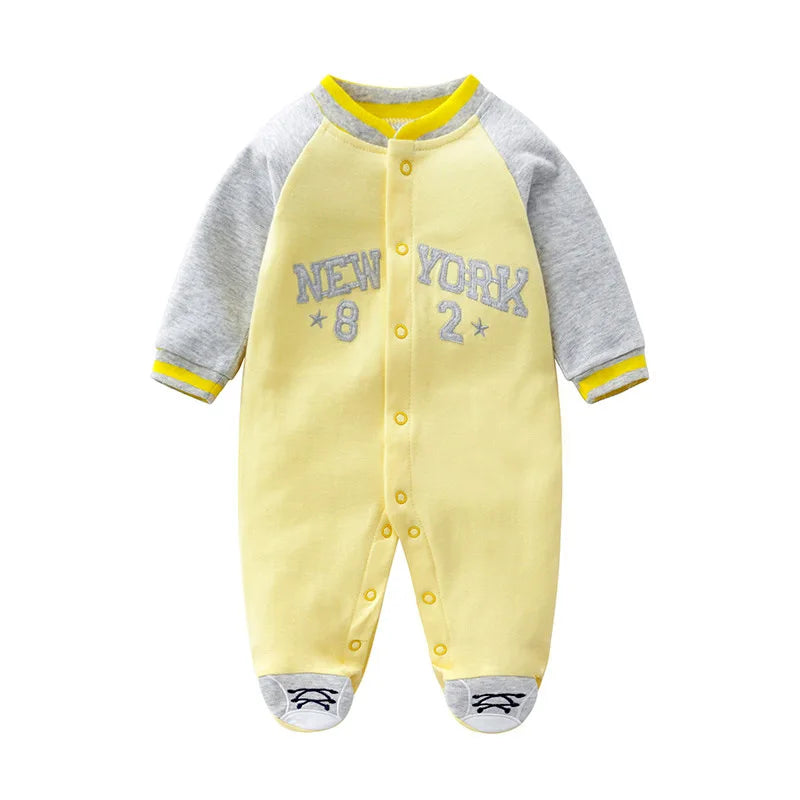 Ropa de bebé, mono para recién nacidos, ropa para niños pequeños, estilo deportivo de béisbol, ropa de algodón para bebés, ropa de primavera para niños pequeños.