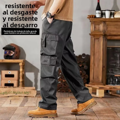 Pantalones de trabajo para hombre, de pierna recta, estilo casual, resistentes, tipo cargo, para trabajos pesados, transpirables y cómodos, estilo militar.