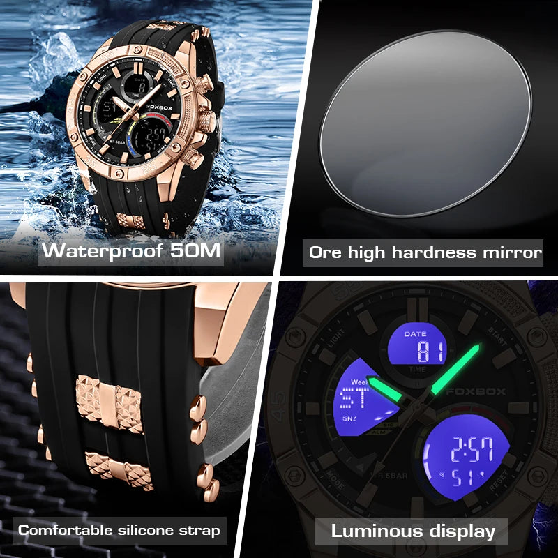 Relojes militares de moda para hombre LIGE, reloj cronógrafo deportivo original de lujo para hombre, reloj de cuarzo resistente al agua, reloj de pulsera digital