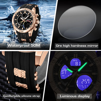 Relojes militares de moda para hombre LIGE, reloj cronógrafo deportivo original de lujo para hombre, reloj de cuarzo resistente al agua, reloj de pulsera digital