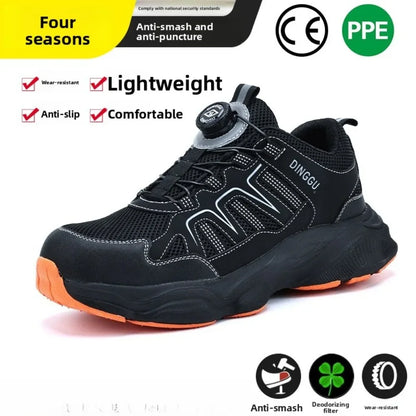 Calzado de seguridad laboral para hombre, resistente a impactos y perforaciones, con puntera de acero, tejido ligero y protección Flykned.