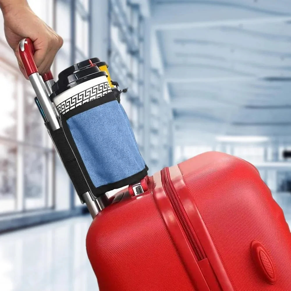 Portavasos para equipaje de viaje, duradero, para llevar a mano, para bebidas, leche, té, café, se adapta a todas las asas de maleta.