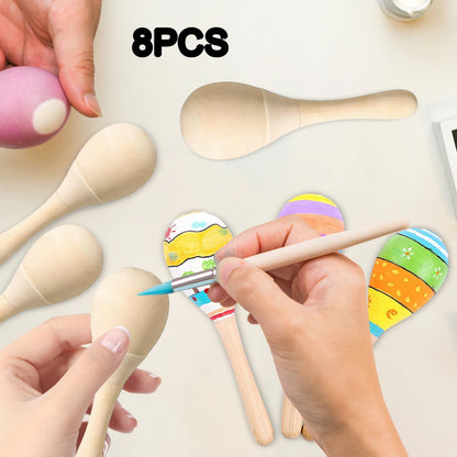 8 maracas de madera para niños y adultos, hechas a mano, con sonido claro. Mini maracas pintadas a mano, juguetes artesanales, decoración.
