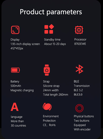 Reloj inteligente LIGE de 1,95 pulgadas con pantalla grande Ultra HD para hombre, llamadas Bluetooth, batería de 500 mAh, para deportes al aire libre y fitness, compatible con Android e iOS.