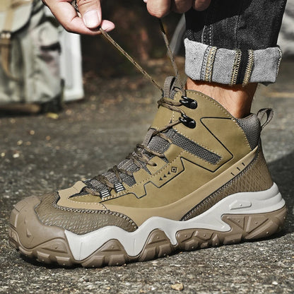 Retro Outdoor Motorcycle Boots Male Comfortable Leather Ankle Boots for Men New Trend Biker High Top Shoes Leisure Walk Botas