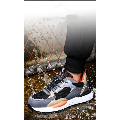 Zapatos de trabajo para hombre nuevos, con punta de acero, antigolpes y antipuñalamientos, transpirables y antideslizantes.