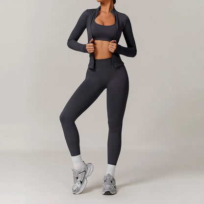 Conjunto de yoga deportivo sin costuras para mujer, 2 o 3 piezas, ropa deportiva para gimnasio, conjuntos de yoga para mujer, chándales, sujetador deportivo, leggings para gimnasio
