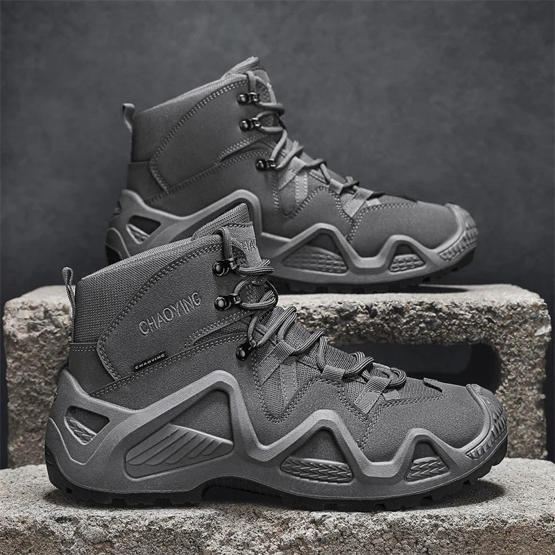 Botas tácticas para hombre con correas para entrenamiento de combate, impermeables, transpirables, ideales para senderismo y uso multifuncional en motocicleta.