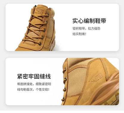 ROCKROOSTER Zapatos de senderismo para hombre, botas de caza impermeables, zapatos de seguridad de cuero, botines tácticos, zapatos de trabajo, zapatillas deportivas con punta de acero