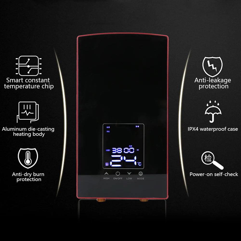 Calentador de agua eléctrico mural con control por voz. Calentador de agua instantáneo para baño, 220-240 V.