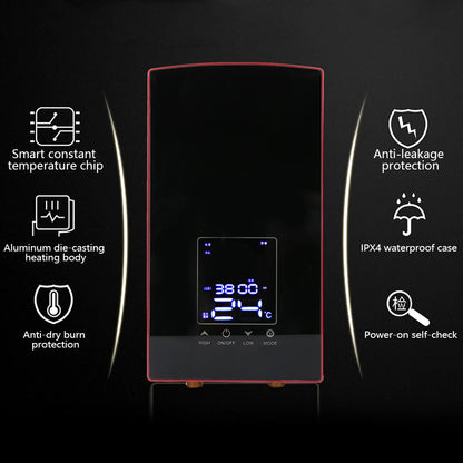 Calentador de agua eléctrico mural con control por voz. Calentador de agua instantáneo para baño, 220-240 V.