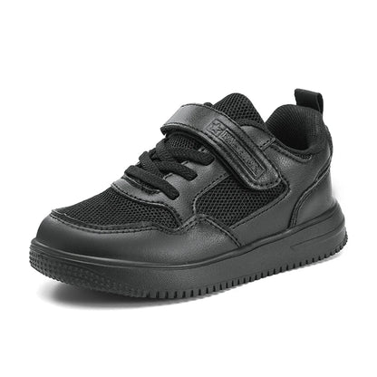 Zapatillas deportivas para niños, zapatos casuales para niños, zapatos planos de cuero negro para caminar para estudiantes, calzado deportivo ligero antideslizante para niñas, calzado de tenis