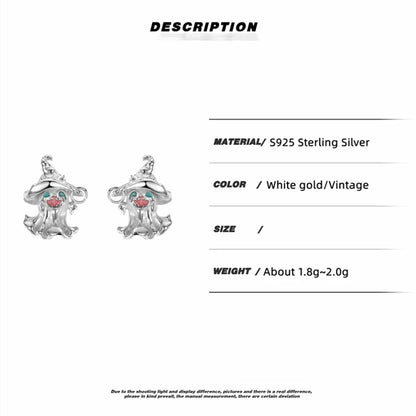Pendientes de plata de ley 925 con forma de sombrero mágico y fantasma para mujeres y niñas, con personalidad, estética y accesorios de joyería de Halloween.