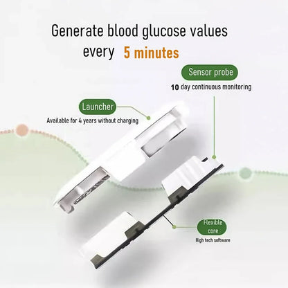 Sensor de glucosa CGM, monitor de glucosa en tiempo real 24 horas, probador, sensor de azúcar para diabetes, lanzador, monitores CGM de salud, sin contacto