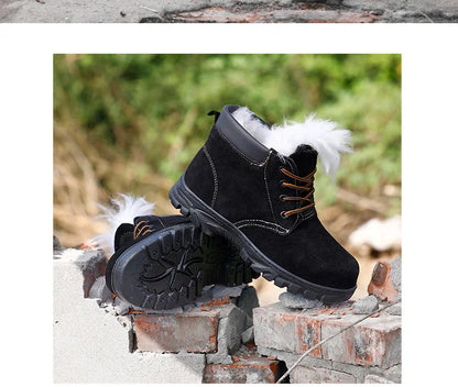 Snow Boots Men's Winter Fur Integrated Men's Shoes Fleece Thickened Warm Labor Insurance Shoes