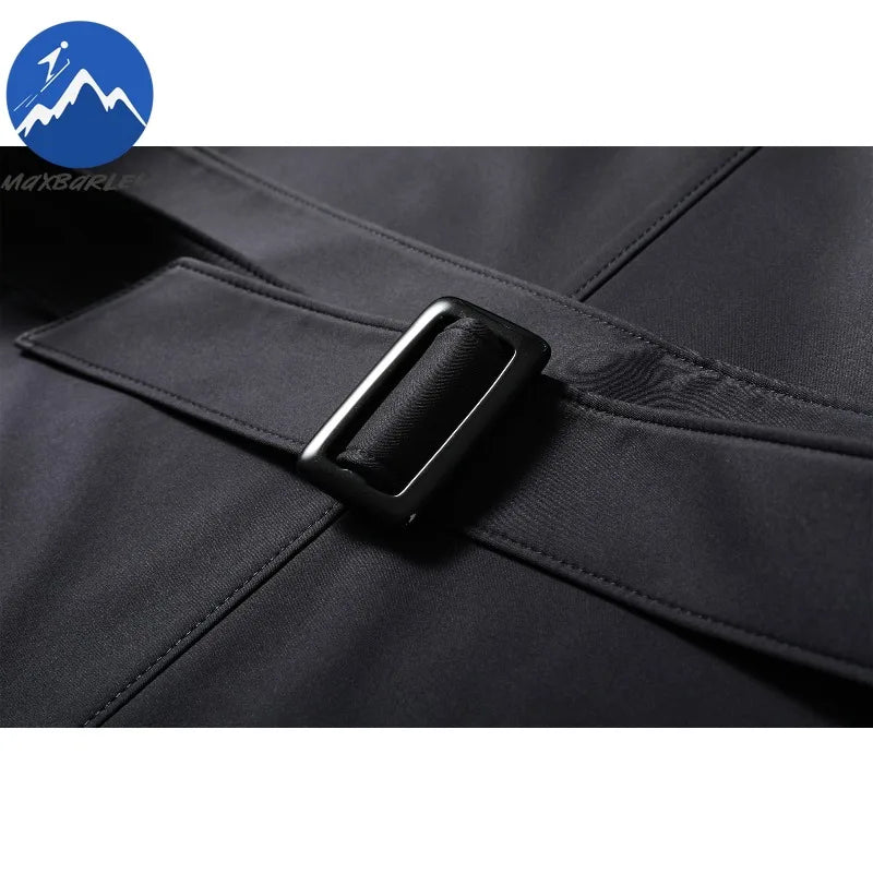 Abrigo tipo gabardina Maxbarley para hombre, estilo coreano, ligero, de lujo, de un solo botón, chaqueta larga cortavientos, colección primavera-otoño 2025, marca, con solapa.