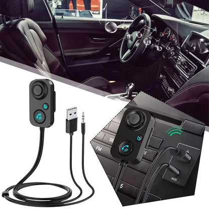 Receptor inalámbrico Bluetooth 5.1 con adaptador de audio auxiliar de 3,5 mm, mini dispositivo manos libres para altavoces de coche y auriculares.