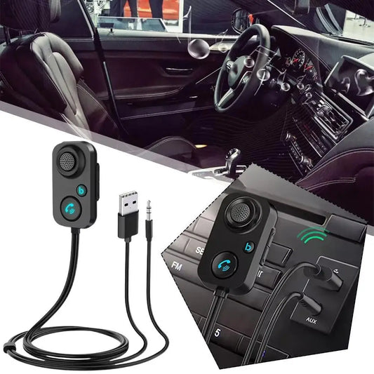 Receptor inalámbrico Bluetooth 5.1 con adaptador de audio auxiliar de 3,5 mm, mini dispositivo manos libres para altavoces de coche y auriculares.