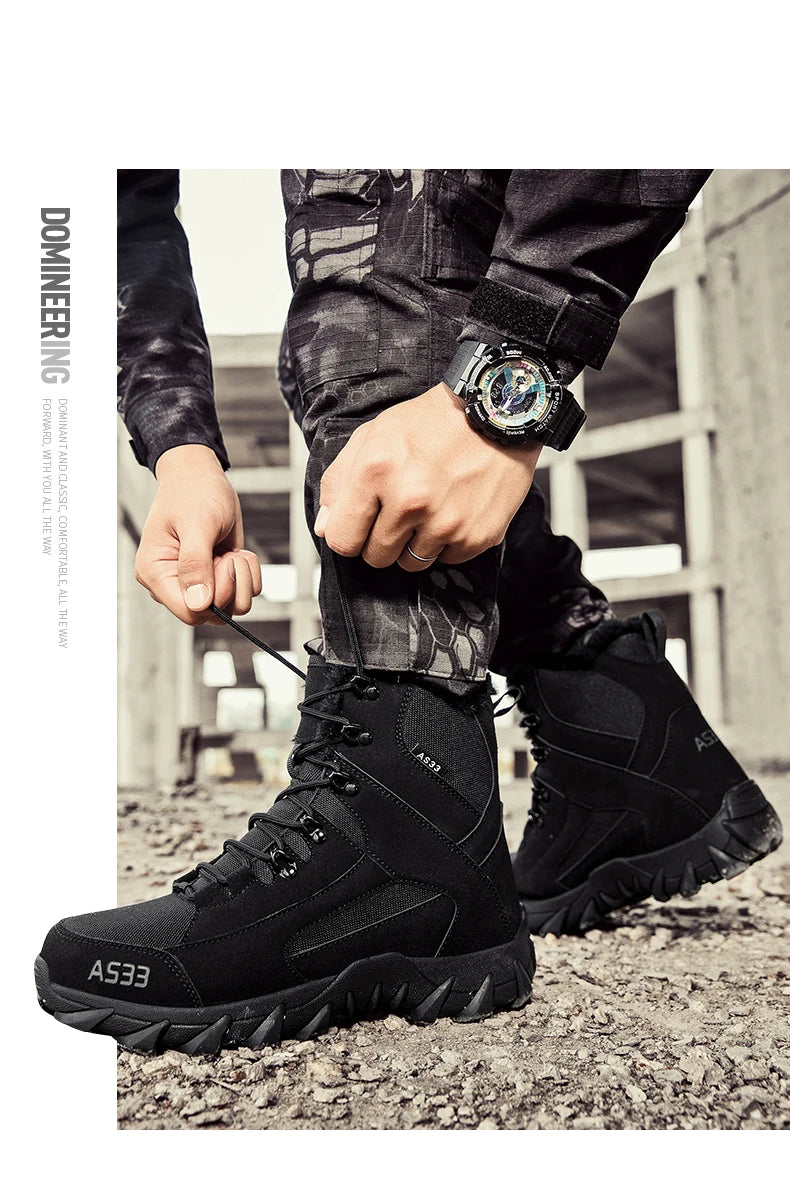 Botas de nieve para hombre de alta calidad, cálidas y de felpa, para invierno, para exteriores, con plataforma antideslizante.