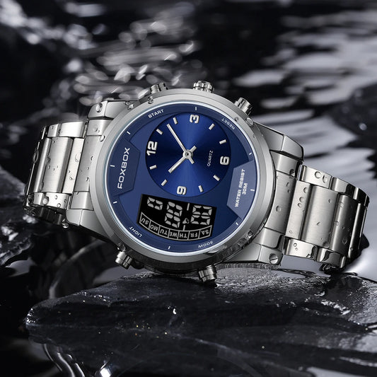 LIGE - Reloj digital de moda para hombre, deportivo, informal, resistente al agua, de cuarzo, cronógrafo de lujo, marca FOXBOX