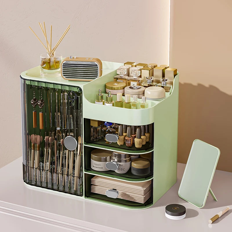 Caja de almacenamiento de cosméticos, a prueba de polvo, humedad e impermeable, con gran capacidad para productos de cuidado de la piel, con posibilidad de almacenamiento en capas.