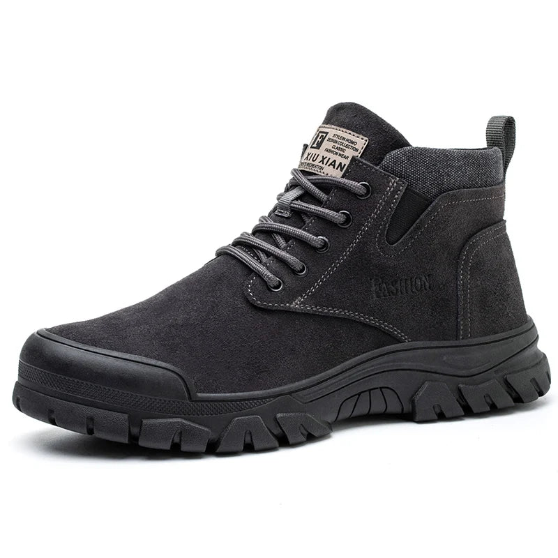 Zapatos de seguridad para hombre, antiperforación, indestructibles, zapatos de trabajo de moda, zapatos de trabajo para exteriores, botas con puntera de acero.