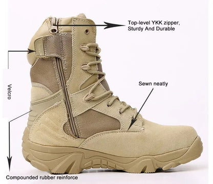 Botas de hombre para invierno y otoño, calzado de trabajo de alta calidad, botas tácticas de combate para el desierto, botas de nieve de cuero, botas de invierno.