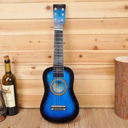 Guitarra infantil de madera maciza con perilla de cuerda ajustable, instrumento infantil multicolor, juguete clásico de alta calidad de sonido.