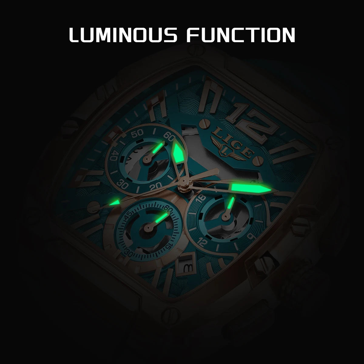 LIGE Reloj de cuarzo sencillo para hombre, correa de silicona, deportivo, informal, para exteriores, calendario, luminoso, resistente al agua, hueco, nuevo