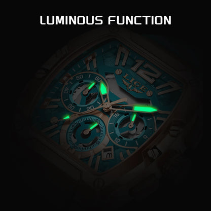 LIGE Reloj de cuarzo sencillo para hombre, correa de silicona, deportivo, informal, para exteriores, calendario, luminoso, resistente al agua, hueco, nuevo