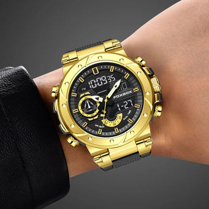 Reloj LIGE para hombre, correa de moda, deportivo, militar, calendario semanal, relojes de cuarzo, LED, pantalla dual, cronógrafo, relojes digitales para hombre