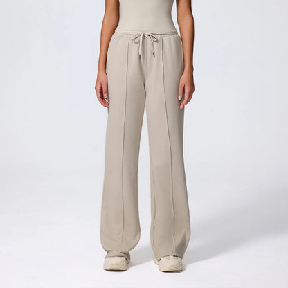 Pantalones largos de yoga para mujer, cálidos para invierno y otoño, para gimnasio, entrenamiento, estilo holgado, deportivos, de cintura alta, con cordón ajustable.