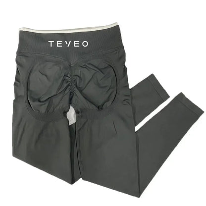 TEVEO - Pantalones cortos deportivos de yoga para mujer, pantalones deportivos elásticos para fitness y ciclismo, conjunto de sujetador de yoga corto Ignite Sculpt Scrunch, leggings