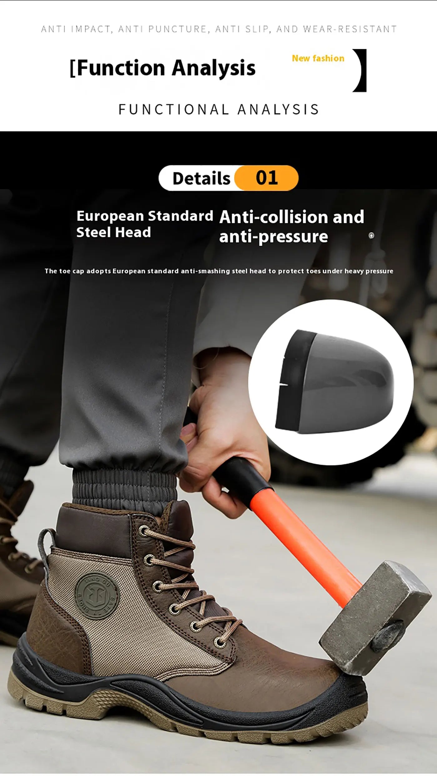 Los zapatos de seguridad para hombre son zapatos de trabajo resistentes a impactos, perforaciones, antiestáticos, antideslizantes, resistentes al desgaste y a las salpicaduras.