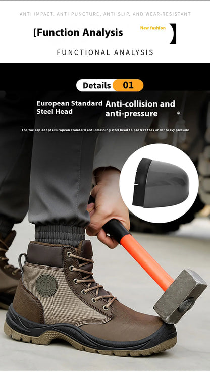 Los zapatos de seguridad para hombre son zapatos de trabajo resistentes a impactos, perforaciones, antiestáticos, antideslizantes, resistentes al desgaste y a las salpicaduras.