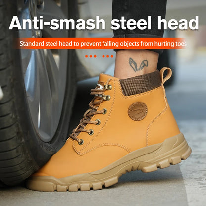 Zapatos con puntera de acero para hombre y mujer, zapatillas ligeras con puntera de acero antiaplastamiento, botas de trabajo indestructibles, calzado de seguridad para la construcción.
