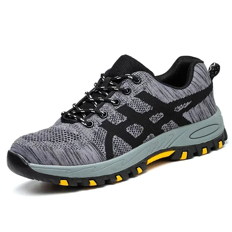 Botas de seguridad ligeras y transpirables para hombre con puntera de acero, anticaídas y antiperforación, resistentes al desgaste para obras de construcción.