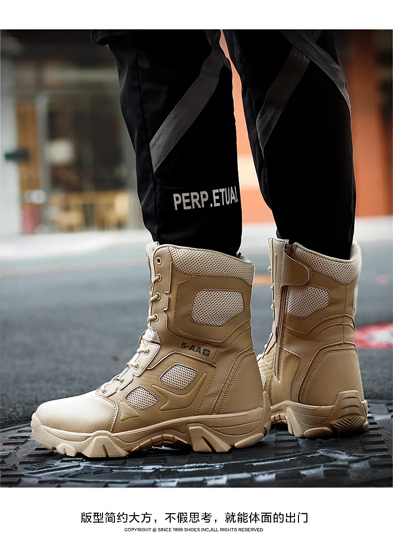 Botas tácticas para hombre, nuevas, de invierno, para combate, hasta el tobillo, antideslizantes, para trabajo, seguridad, botas militares, impermeables, para motocicleta.