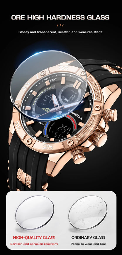 Relojes militares de moda para hombre LIGE, reloj cronógrafo deportivo original de lujo para hombre, reloj de cuarzo resistente al agua, reloj de pulsera digital