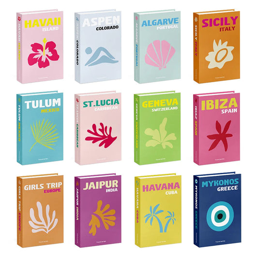 Libros decorativos coloridos para habitaciones, estilo vacacional, libros falsos, decoraciones, adornos para la mesa de centro, decoración adicional para el hogar.