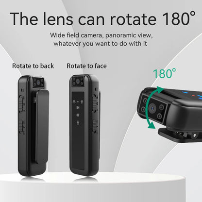 Mini cámara corporal portátil HD1080P, pequeña grabadora policial con visión nocturna infrarroja y clip trasero.