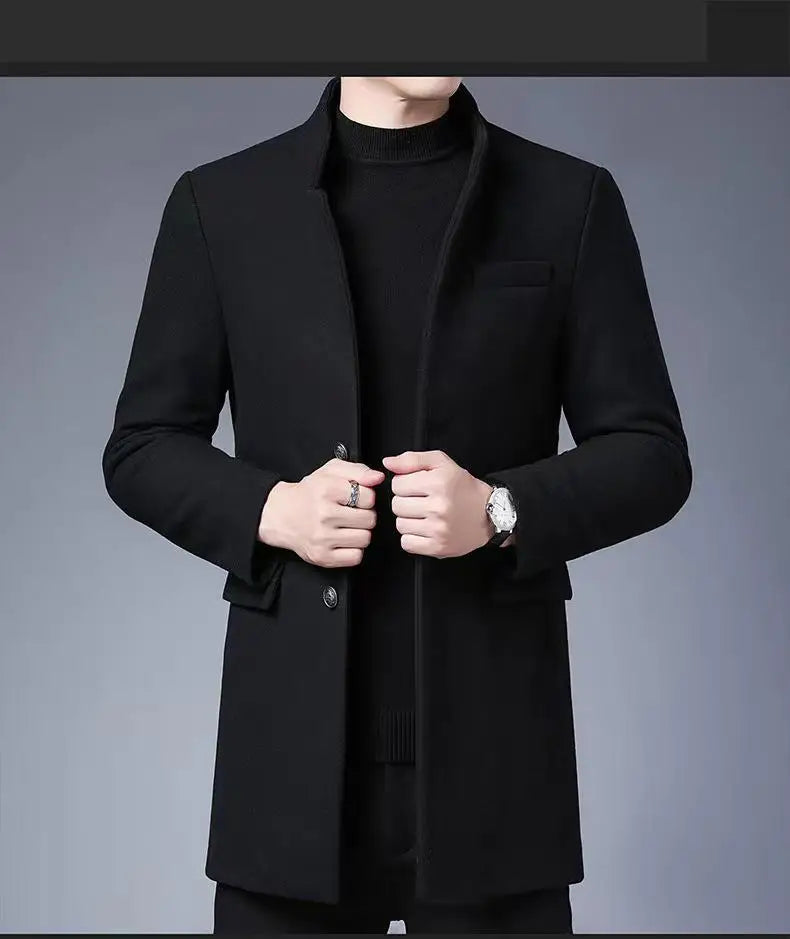 Gabardina de lana sintética para hombre, tallas M-4XL, corte ajustado, estilo urbano informal, ideal para otoño.