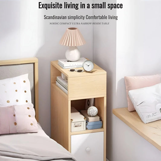 Mesita de noche moderna y sencilla con cajón, armario multifuncional para dormitorio y sala de estar, organizador con estantes.