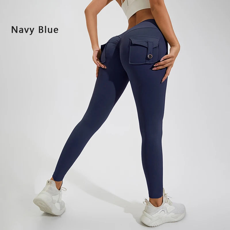 Pantalones de yoga DIAS FIT JOY de nailon, con bolsillo en los glúteos, ajustados, para mujer, deportivos, de fitness, realzan la cadera, transpirables, sin línea en T.