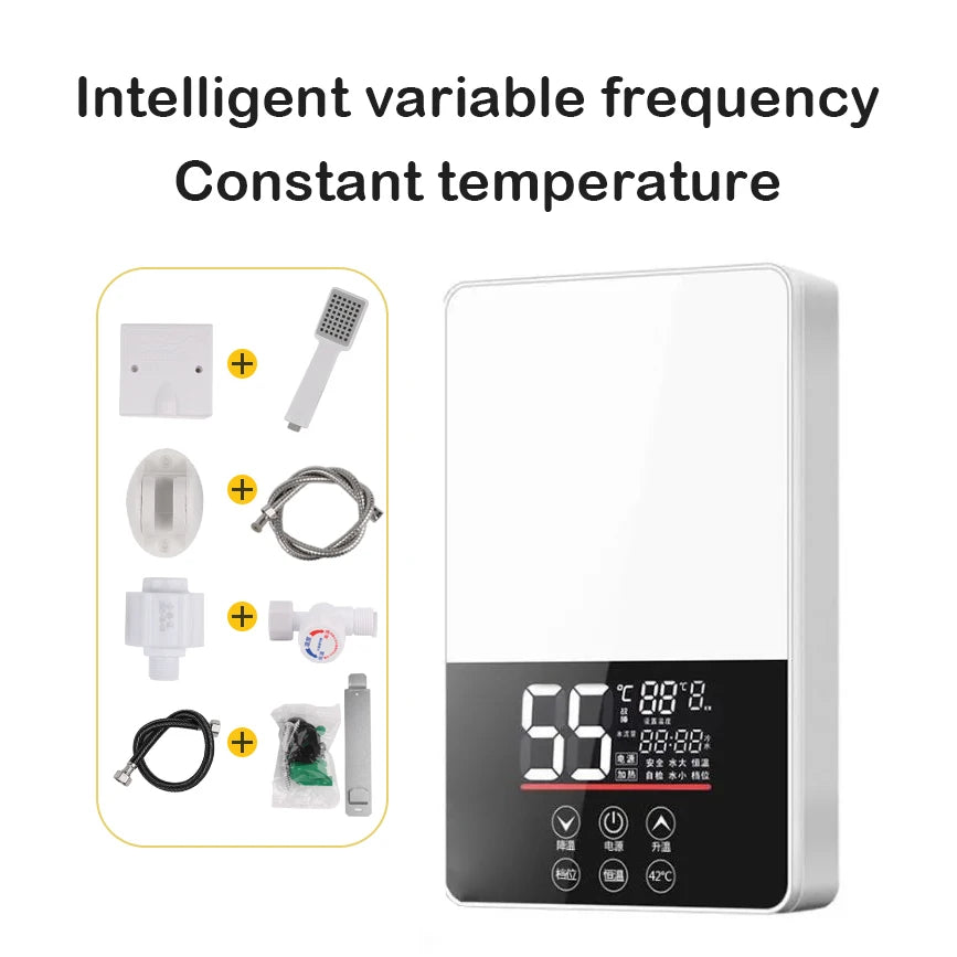 Calentador de agua eléctrico termostático DMWD de 7000 W con control remoto. Calentador instantáneo, resistente al agua y sin tanque, ideal para ducha o bañera.