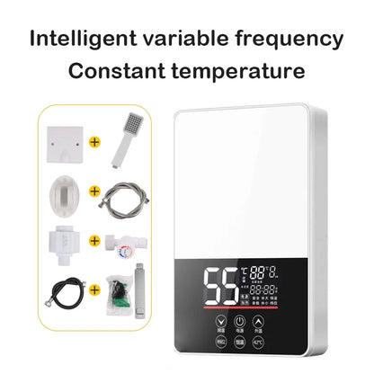 Calentador de agua eléctrico termostático DMWD de 7000 W con control remoto. Calentador instantáneo, resistente al agua y sin tanque, ideal para ducha o bañera.