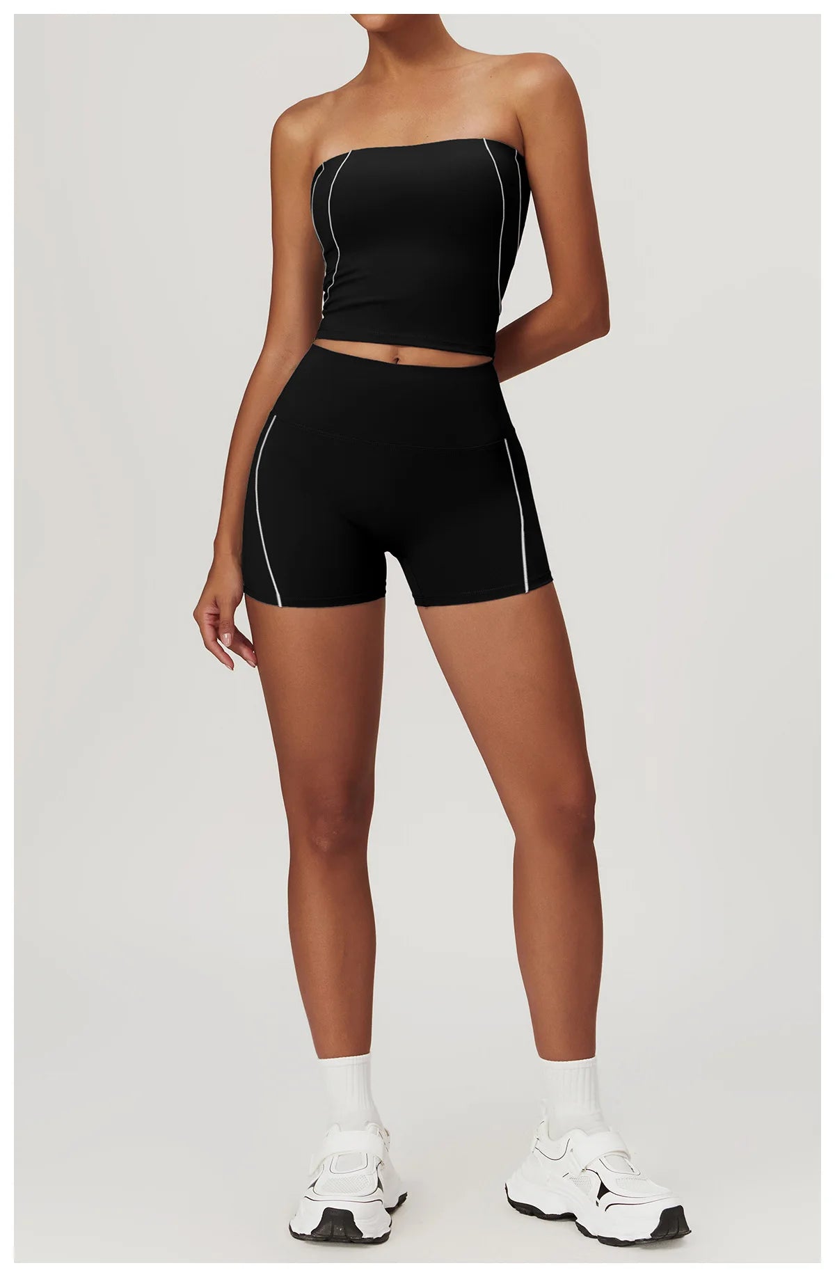 Conjunto deportivo de yoga FUBEIKE para mujer, de verano, color nude, ajustado, con espalda descubierta, ideal para gimnasio, ropa deportiva para mujer, para correr al aire libre.